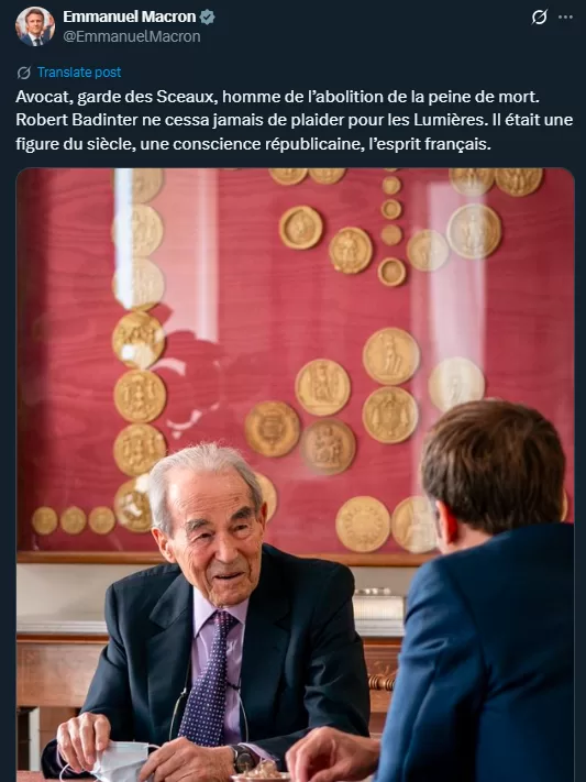 Robert Badinter peine de mort Panthéon prison ouverte